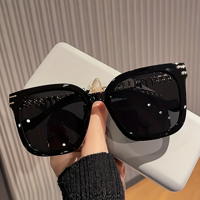 Square Sunglasses Anti Glare Glasses Mod Metal Chain UV400