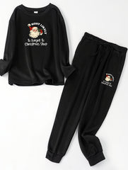 Women's Plus Santa Claus Print Fleece Lounge Set