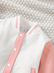 Baby Girls Casual Baseball Coat Long Sleeve Buckle Jacket For Sports