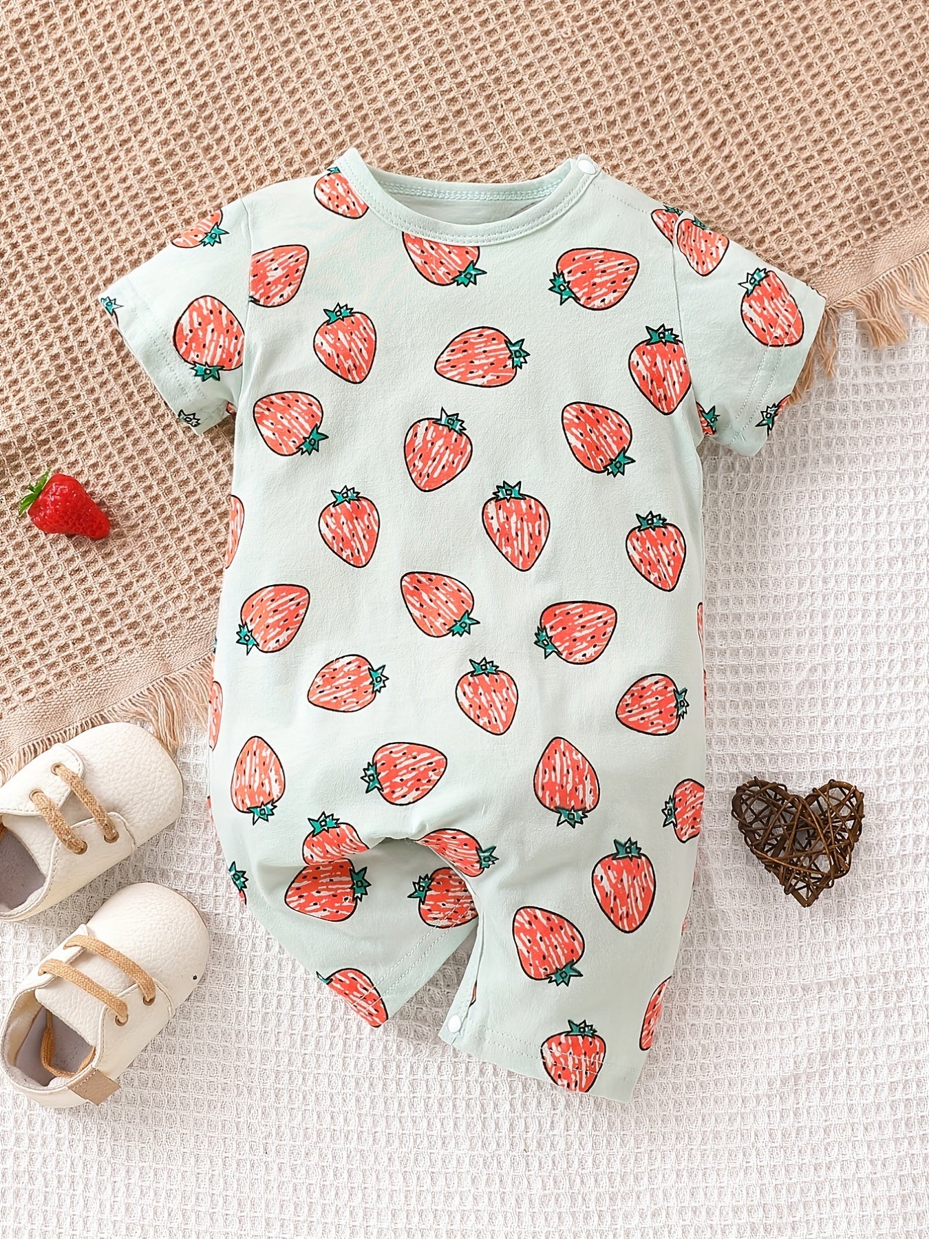 Cute Strawberry Jumpsuit for Baby Girls