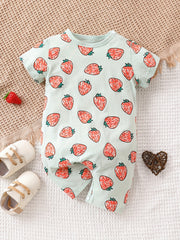 Cute Strawberry Jumpsuit for Baby Girls