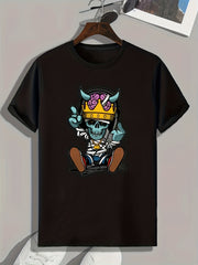 Cartoon Skeleton Graphic T-shirt for Men