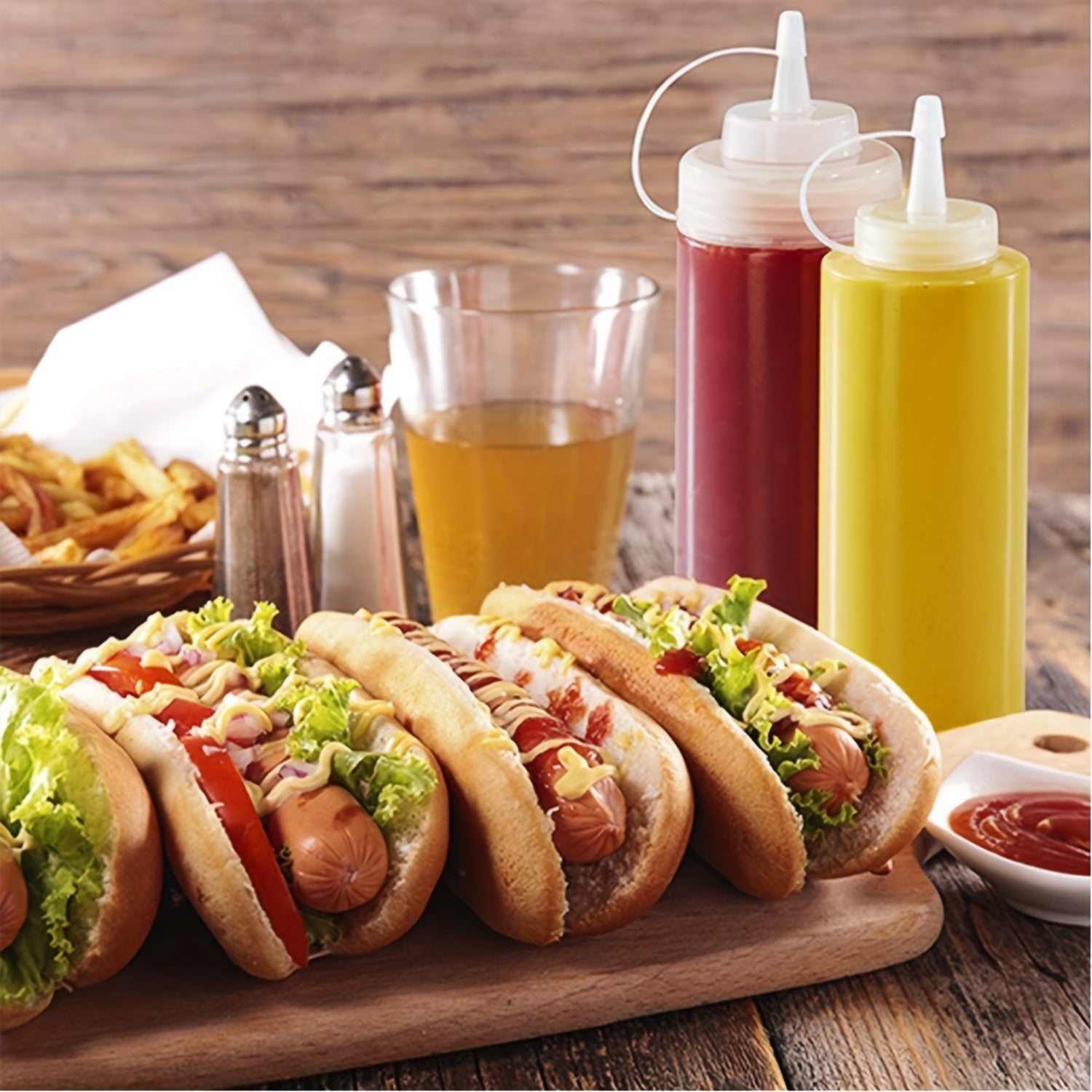 2pcs 8oz Squeeze Bottles with Cap Lids for Sauces & Crafts