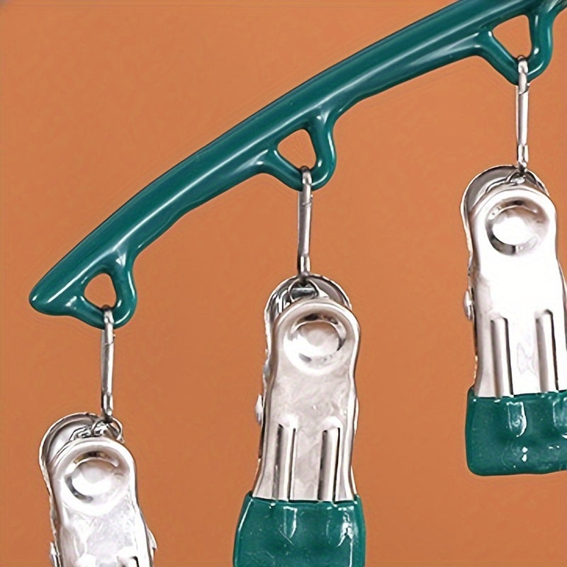 1pc 10 Clips Stainless Steel Sock Drying Rack