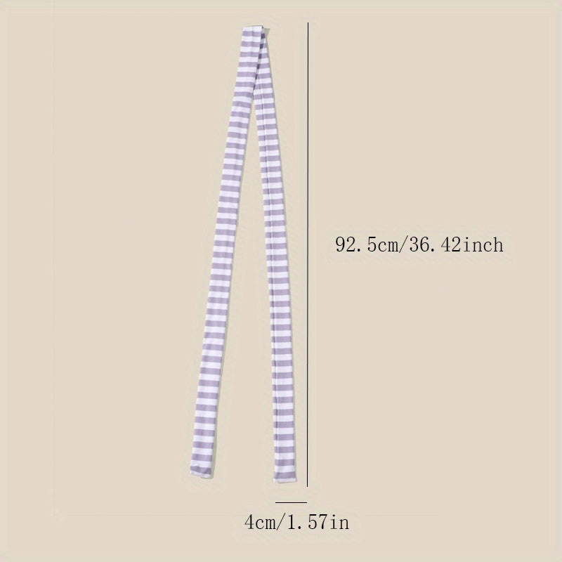 Purple Thin Scarf Stripes Pattern Four Seasons Wearable Scarves Accessories