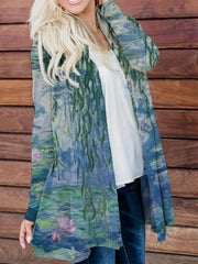 Floral Print Long Sleeve Open Front Cardigan