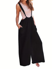 Solid Sleeveless Cami Jumpsuit Long Length Wide Leg Jumpsuit