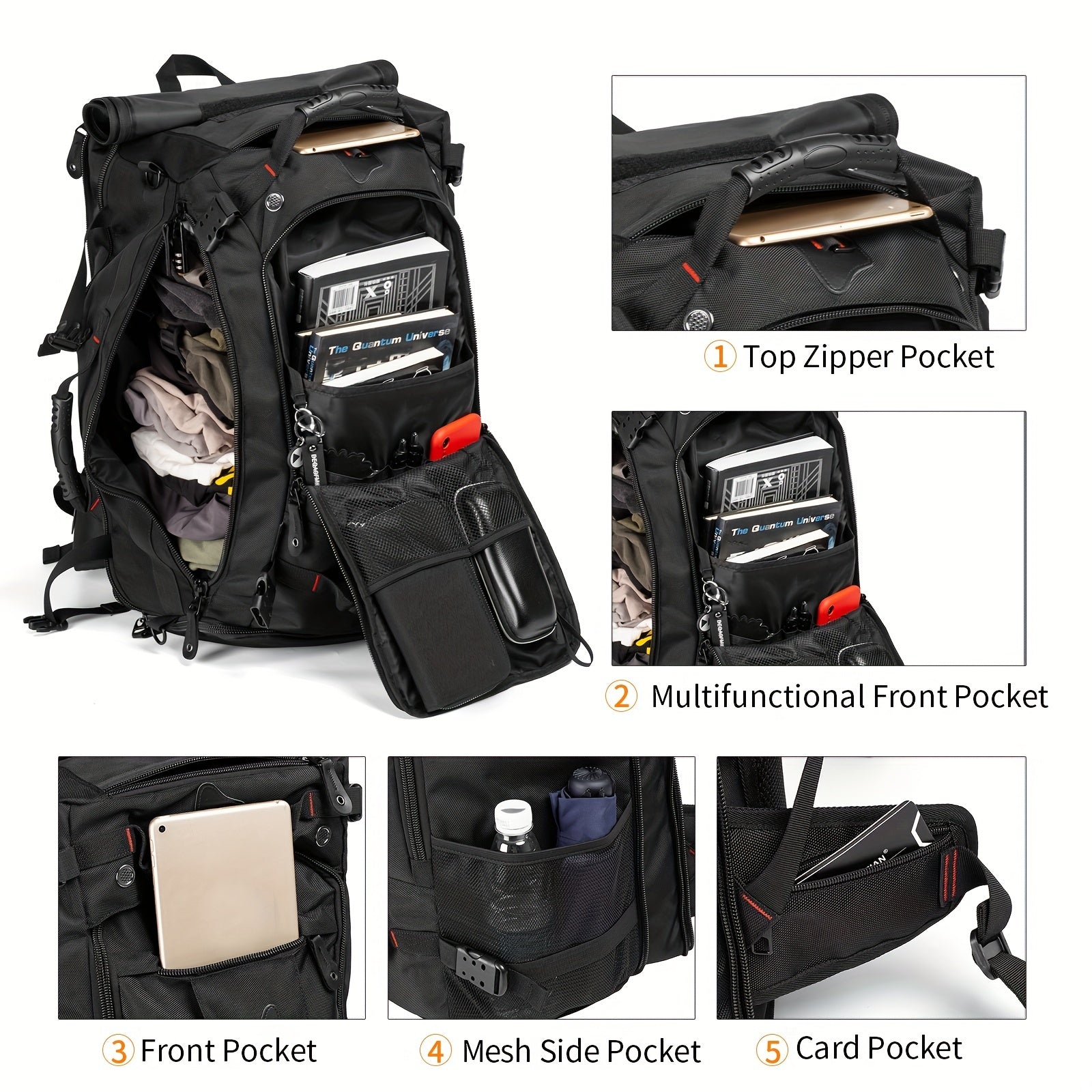 Men's Casual Travel Backpack Waterproof 40 64 Cm Laptop Backpack USB Port