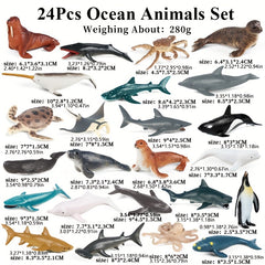 24pcs Marine Animal Model Toys Educational Marine Dolls Birthday Party