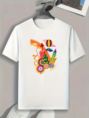 Cartoon Pattern Men's Sports T-shirt Graphic Tee for Fitness Activities
