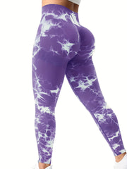 Tie Dye Seamless Leggings High Waist Yoga Pants Scrunch Butt Lifting Tights