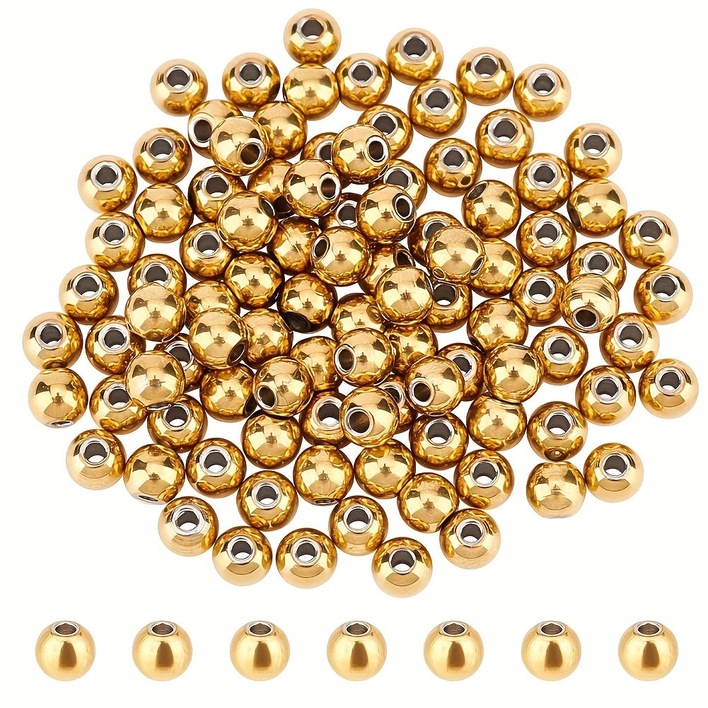 100Pcs 304 Stainless Steel 4mm Golden Spacer Beads DIY Jewelry Making