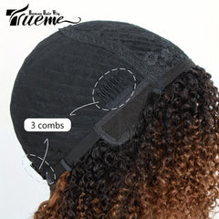 Ombre Highlights Afro Kinky Curly Bob Wig 180 Density Brazilian 4a Short Hair
