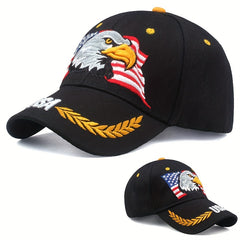 Eagle American Flag Embroidered Peaked Cap Baseball Cap