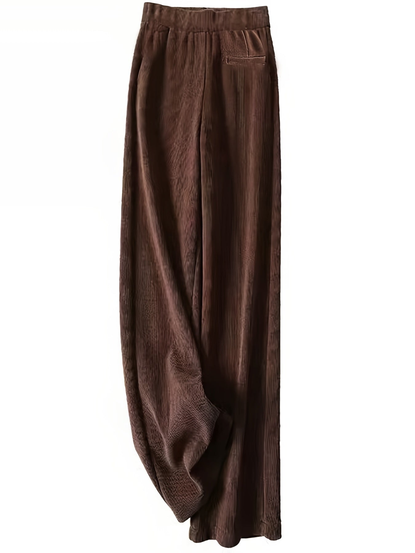 Ribbed Wide Leg Pants Casual Loose Elastic Waist Pants Women's Clothing