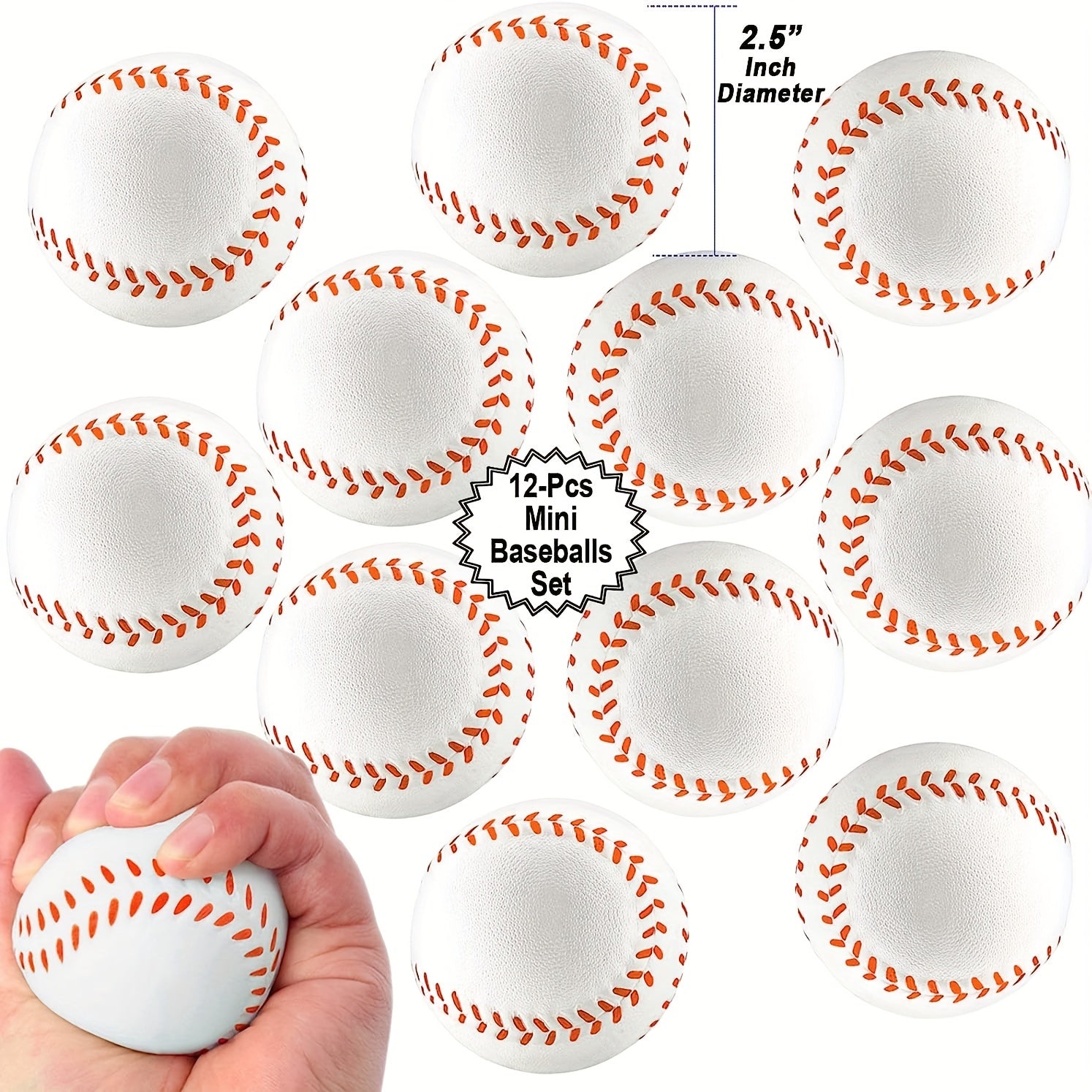 12pcs PU Foaming Sponge Ball Baseball Stretch Squeeze Toy Decompression