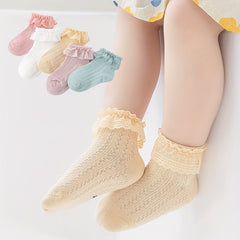 Baby Girls Cotton Socks Summer Lace Princess Anti Mosquitoes Crew Socks