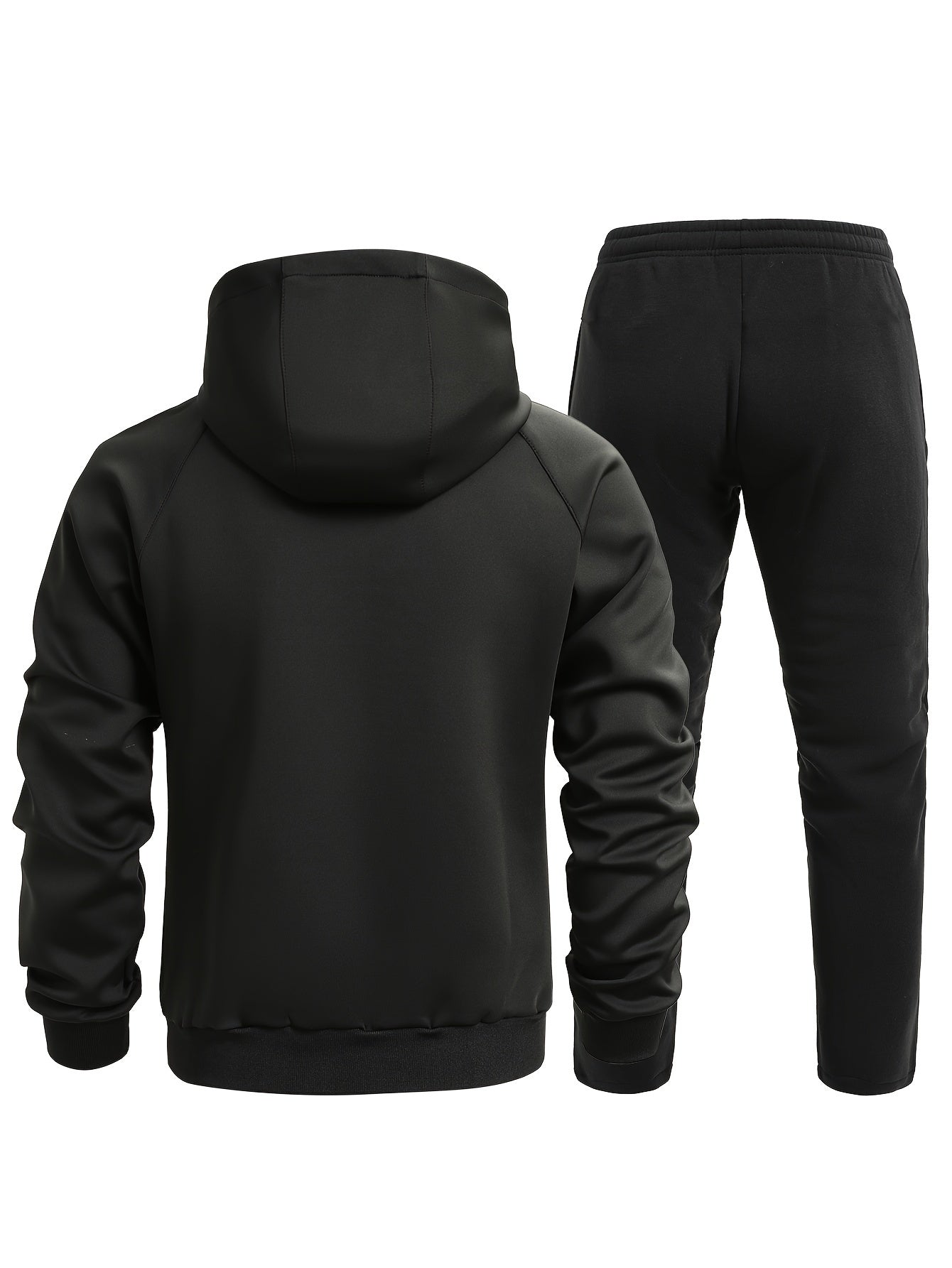 Men's Zip Up Hooded Jacket & Comfy Pants Set for Fall Winter Outdoor