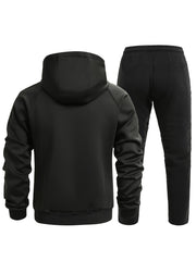 Men's Zip Up Hooded Jacket & Comfy Pants Set for Fall Winter Outdoor
