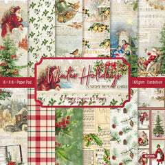 24pcs A6 Christmas Background Paper for DIY Scrapbook Photo Album Gift Box Decor