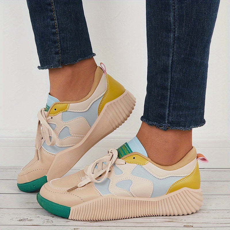 Women's Lace-Up Skater Sneakers Non-Slip Casual Shoes