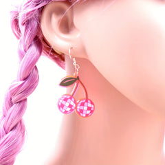 Cherry Fruit Spike Ball Ear Hook Earrings Y2K Jewelry