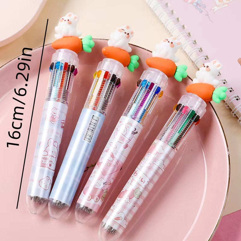 Kids Cartoon 10 Colors Ballpoint Pen Student Hand Account Pen Painting Brush