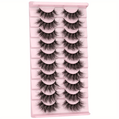 10 Pairs Fluffy Faux Mink Eyelashes for Party Makeup