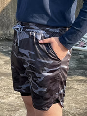 Men's Loose Solid Shorts w/ Pockets Active Drawstring Shorts
