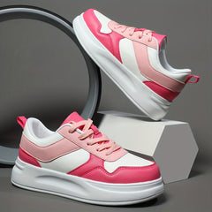 Women's Colorblock Casual Sneakers Low Round Toe Soft Shoes