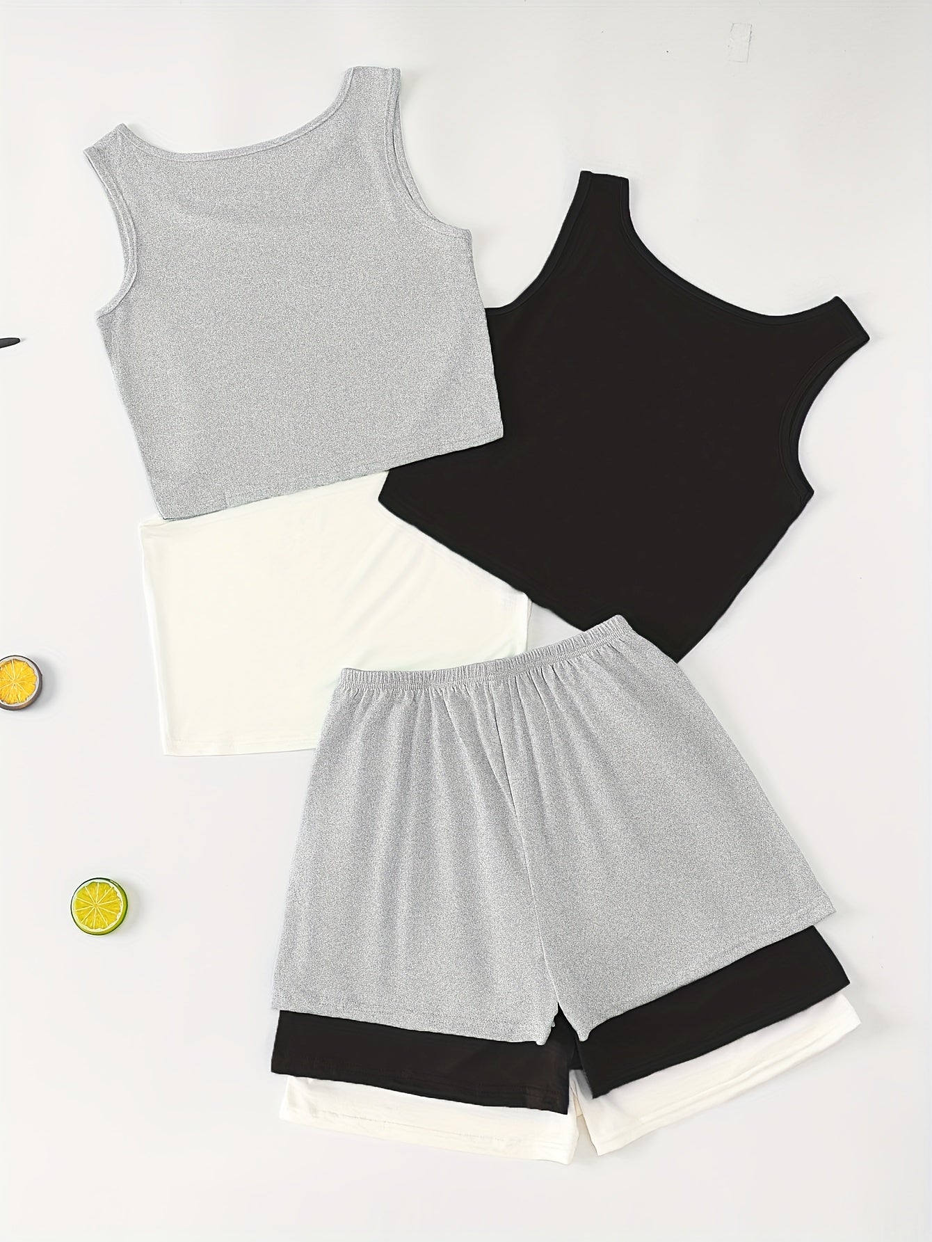 3-Piece Lounge Set Crew Neck Top & Shorts Women's Loungewear