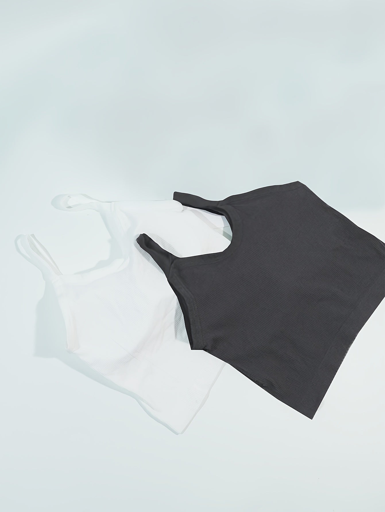 2pcs Ribbed Solid Cami Tops Padded Women's Lingerie