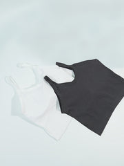2pcs Ribbed Solid Cami Tops Padded Women's Lingerie