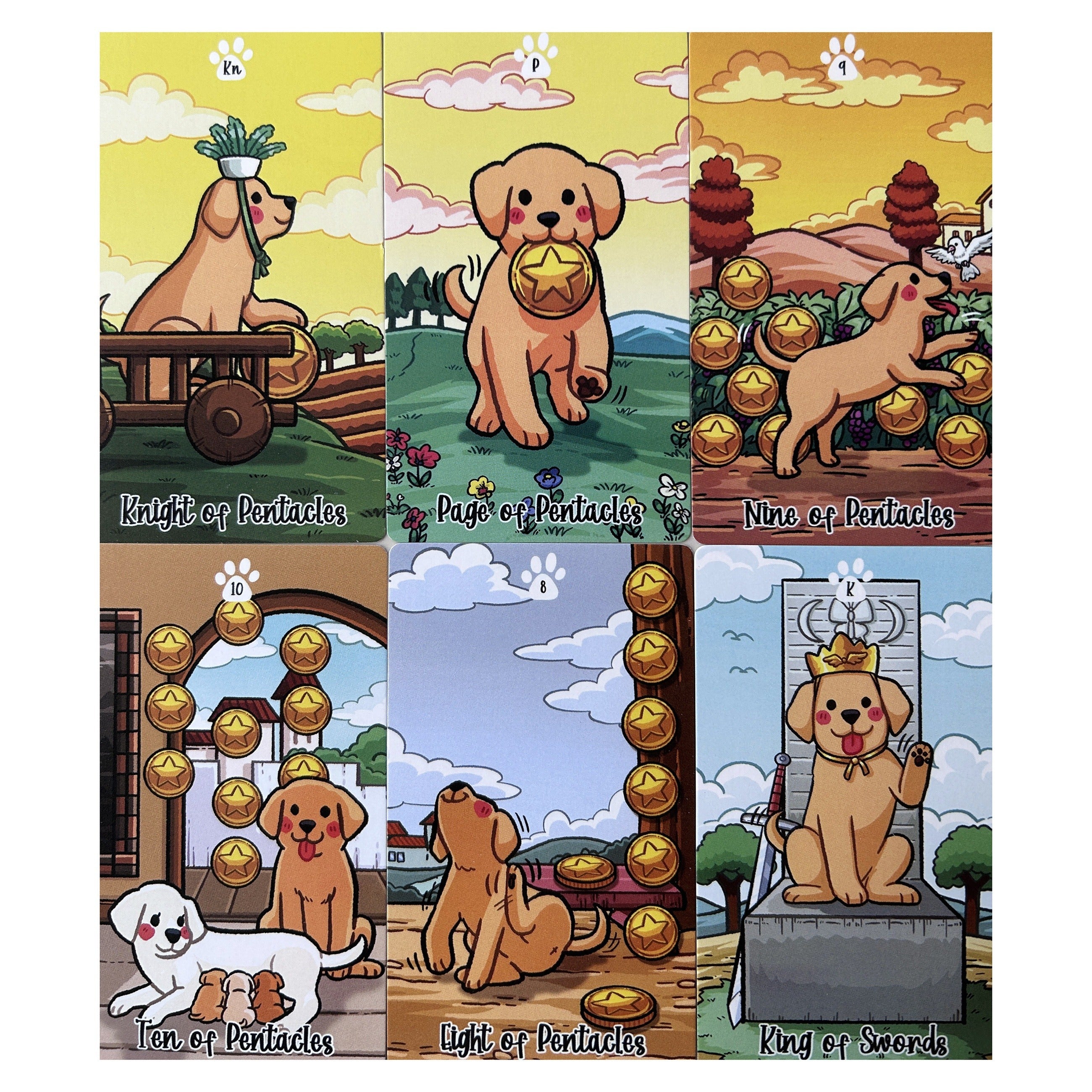 78pcs Cartoon Dog Tarot Card With Study Guide Standard Size Fortune Telling Game