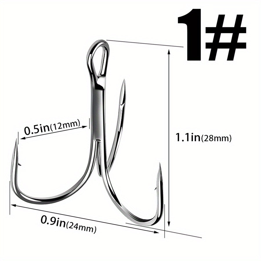 75pcs No 1-14 Iron Treble Hooks Fishing Accessories
