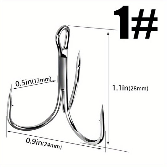 75pcs No 1-14 Iron Treble Hooks Fishing Accessories