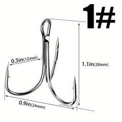 75pcs No 1-14 Iron Treble Hooks Fishing Accessories