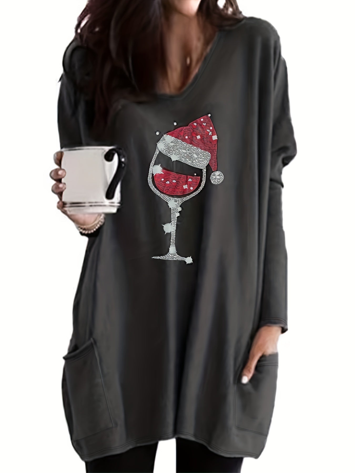 Plus Size Christmas Casual Dress Women's Plus Graphic Print Dress