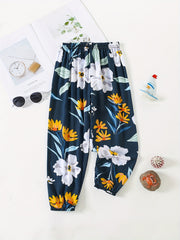 Toddler Girls Flower Graphic Loose Jogger Pants Elastic Waist Thin Trousers