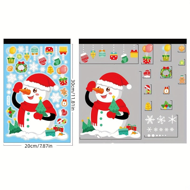 Christmas Decorations Snowman Elk Window Stickers Merry Christmas Window Clings