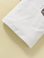 Boys Teen Casual Polo Shirt & Plaid Shorts Set for Summer