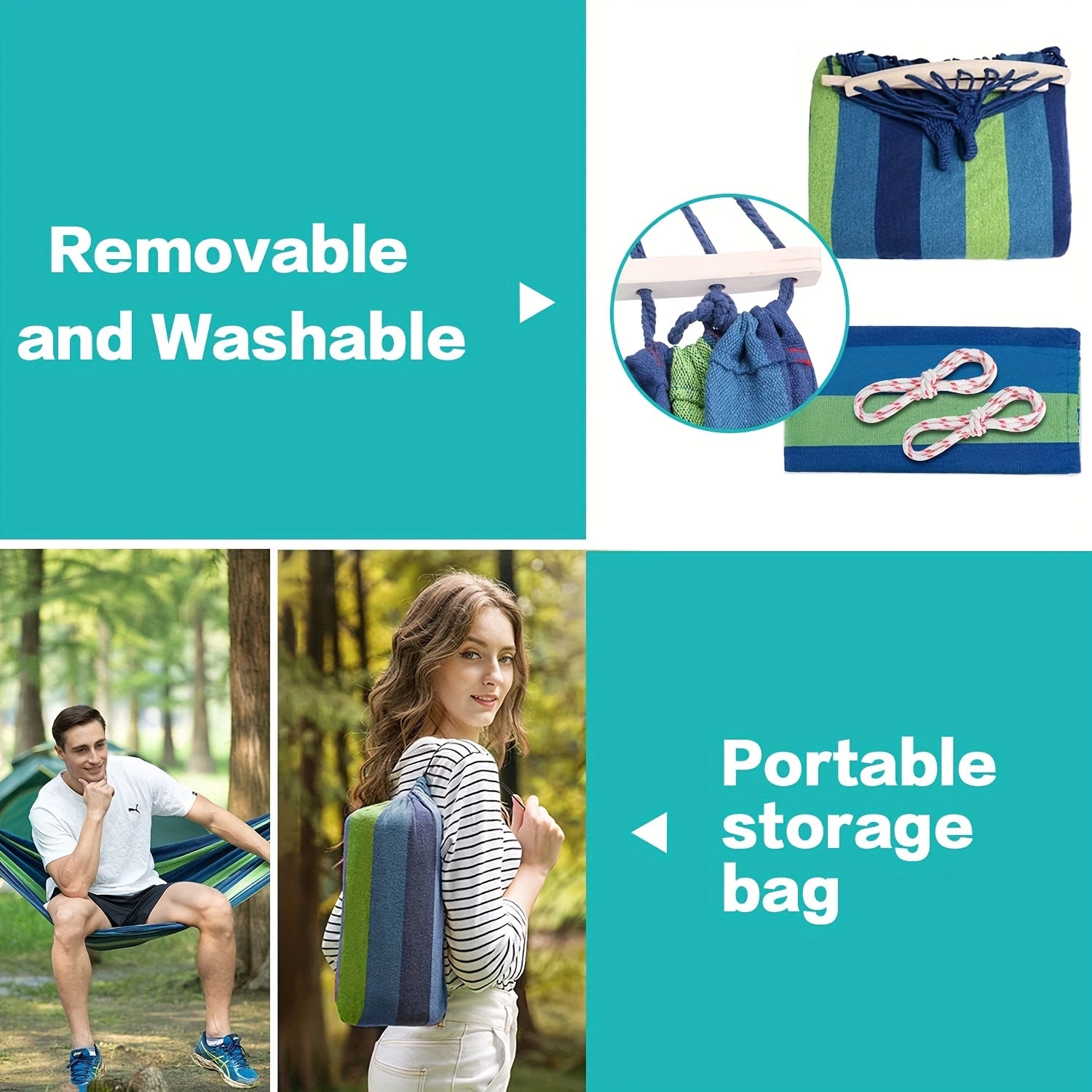 Single Hammock With Tree Straps Durable Portable Hammock