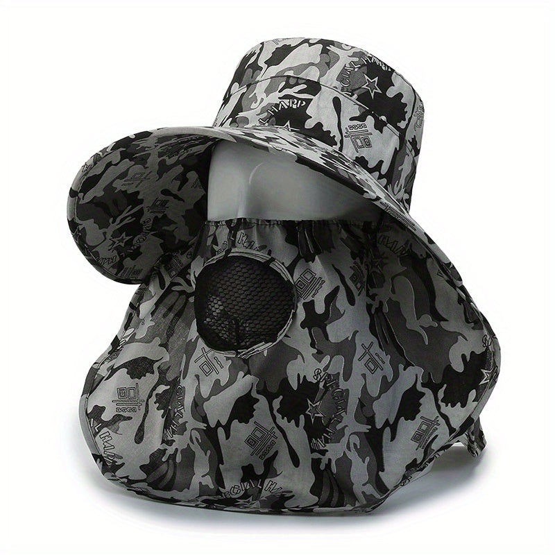 Men's Outdoor Sunshade Hat with Face Mask Fisherman Hat