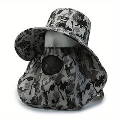 Men's Outdoor Sunshade Hat with Face Mask Fisherman Hat