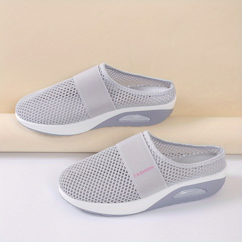 Women's Mesh Breathable Half Slippers Soft Air Cushion Shoes