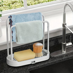 Kitchen Sponge Holder Dishcloth Hook Sink Rack Tray Organizer