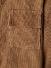 Boy's Corduroy 2pcs Shirt & Cargo Pants Set Solid Long Sleeve Top