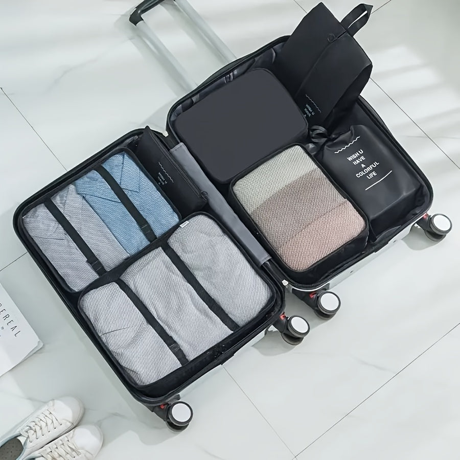 7pcs Travel Packing Bag With Zipper Durable Storage Container