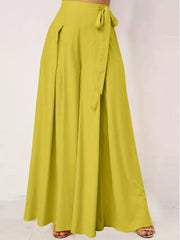 High Rise Wide Leg Trousers with Side Tie
