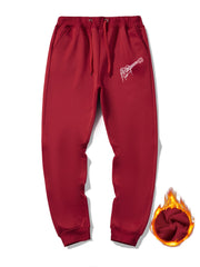 Guitar Print Warm Sweatpants Men's Casual Jogger Pants